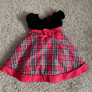 Sophia Rose little girl 12 month plaid velvet christmas dress